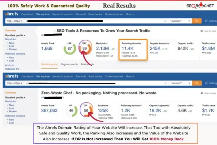 Increase Ahrefs DR Domain Rating By SEORocket Proof