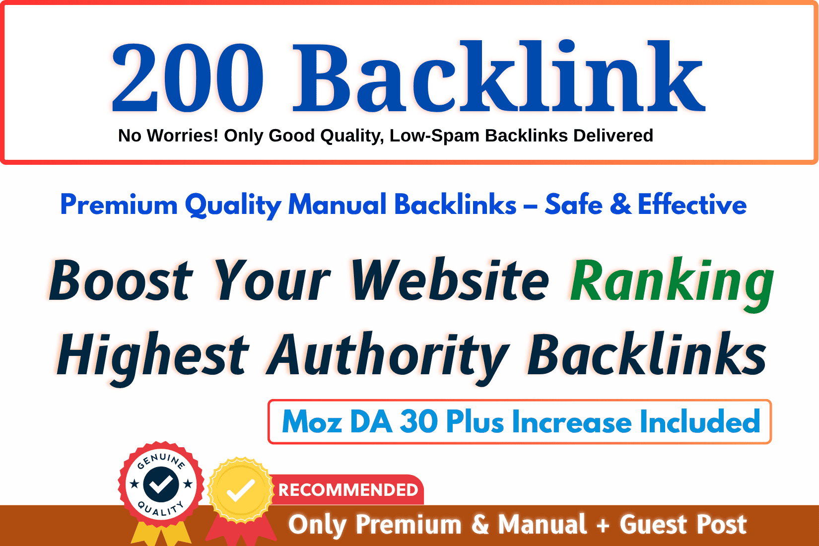 Boost Your Website Ranking with 200 High Authority Backlinks Boost Your Website Ranking with 200 With Moz DA Increase